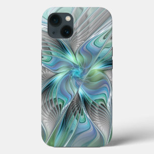 Case-Mate iPhone Case Abstrait Bleu Vert Papillon Imaginaire Fractal Art