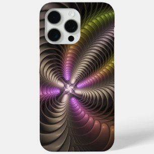 Coque iPhone 15 Pro Max Abstrait brillant Trippy coloré 3D Fractal Art