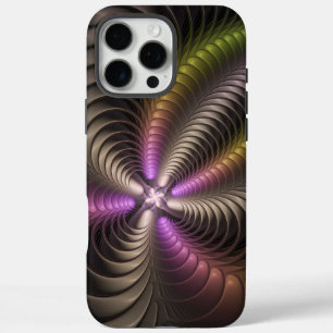 Coques iPhone 16 Pro Max Abstrait brillant Trippy coloré 3D Fractal Art