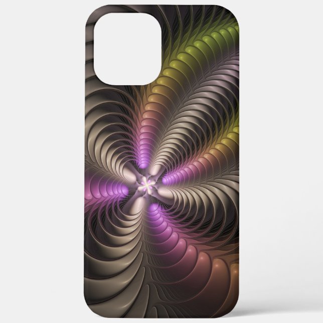 Coques Case-Mate iPhone Abstrait brillant Trippy coloré 3D Fractal Art (Verso)