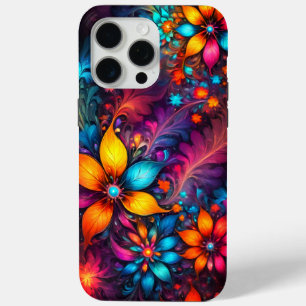 Coque iPhone 15 Pro Max Abstrait coloré, motif de fleurs