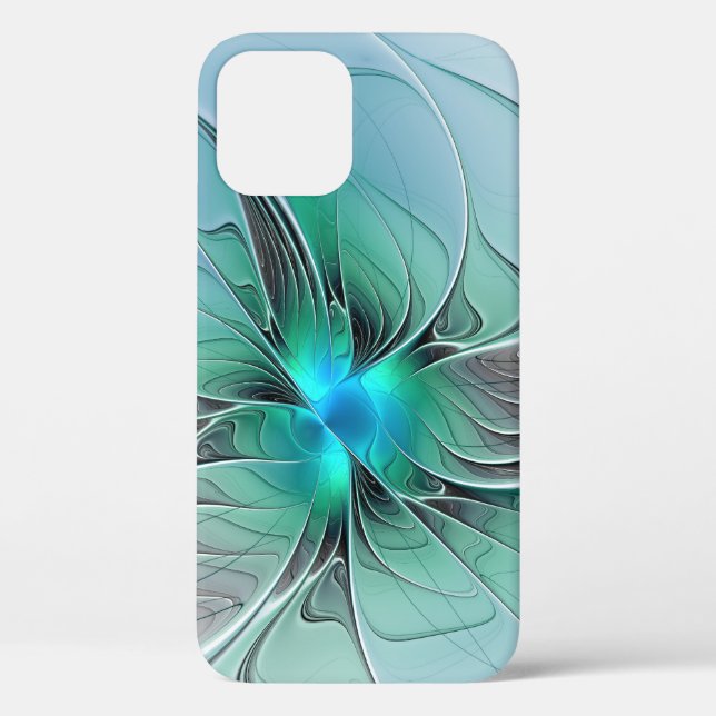 Coques Case-Mate iPhone Abstrait De Bleu, Art Fractal Moderne (Verso)