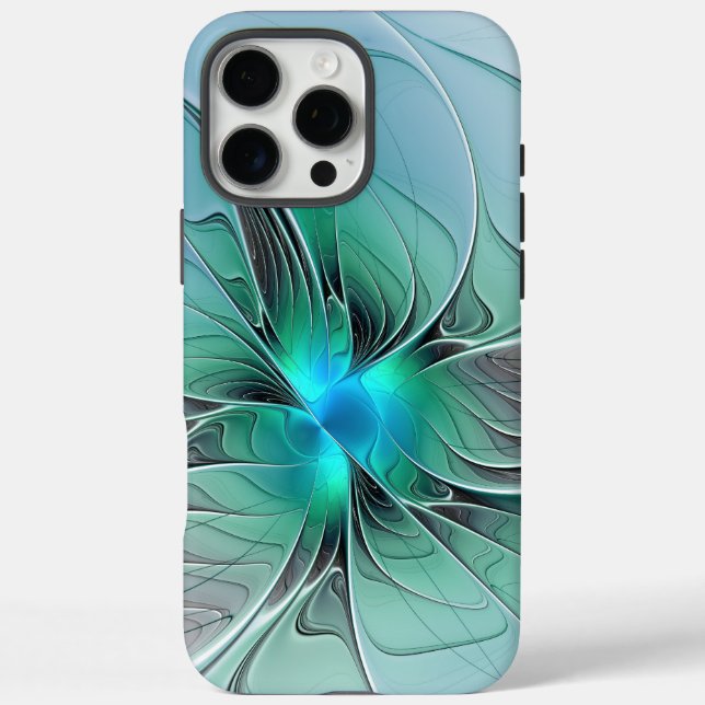 Coques Case-Mate iPhone Abstrait De Bleu, Art Fractal Moderne (Verso)