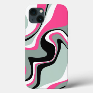 Case-Mate iPhone Case Abstrait de liquide noir, gris et rose