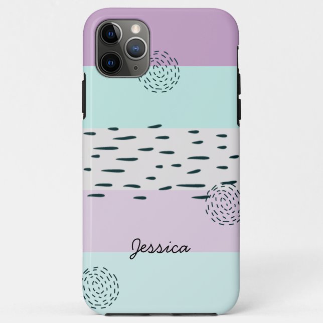 Coques Case-Mate iPhone Abstrait Doodle Lilac Mint Gris Gris Gris (Dos)