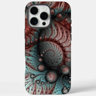 Coques iPhone 16 Pro Max Abstrait Fantastique Vivid Art Fractal Brun Bleu