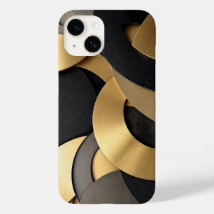 Coque Pour iPhone 14 Abstrait géométrique de chevauchement doré et noir