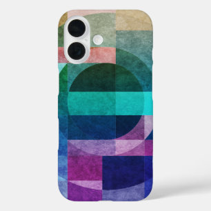 Coques iPhone 16 Abstrait géométrique moderne Cercle bleu vert rose