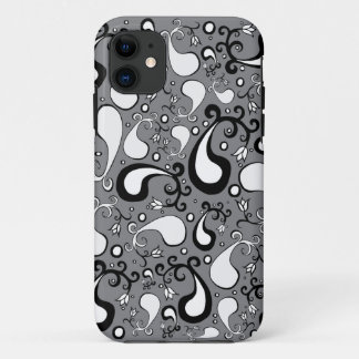 Coque Case-Mate Pour iPhone Abstrait gris et blanc Tulip Paisley motif