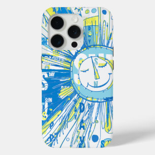 Coque iPhone 15 Pro Abstrait Happy Whimsical Sun Word Art