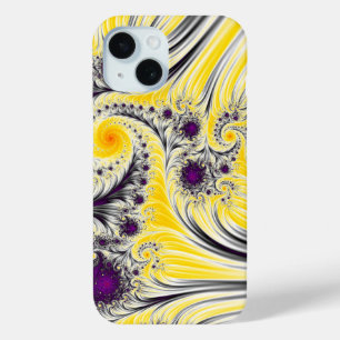Coque Pour iPhone 15 Abstrait Jaune Fractal Art