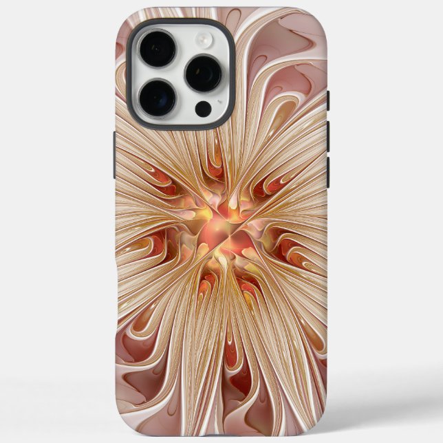 Coques Case-Mate iPhone Abstrait Moderne Peach Pastel Flower Fractal Art (Verso)