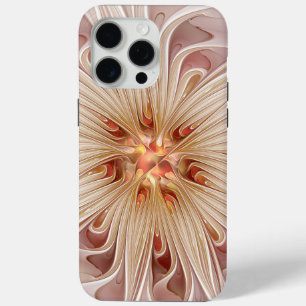 Coque iPhone 15 Pro Max Abstrait Moderne Peach Pastel Flower Fractal Art