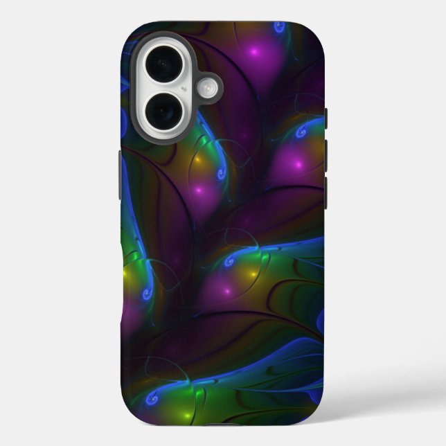 Coques Case-Mate iPhone Abstrait Moderne Trippy Fractal Lumineux Coloré (Verso)