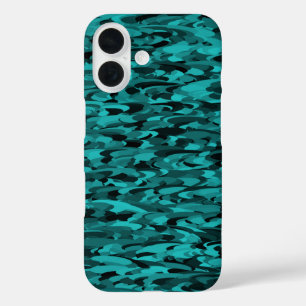 Coque Pour iPhone 16 Abstrait Motif Turquoise Noir