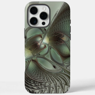 Coques iPhone 16 Pro Max Abstrait Olive Sage Green Grey Fractal Art Imagina