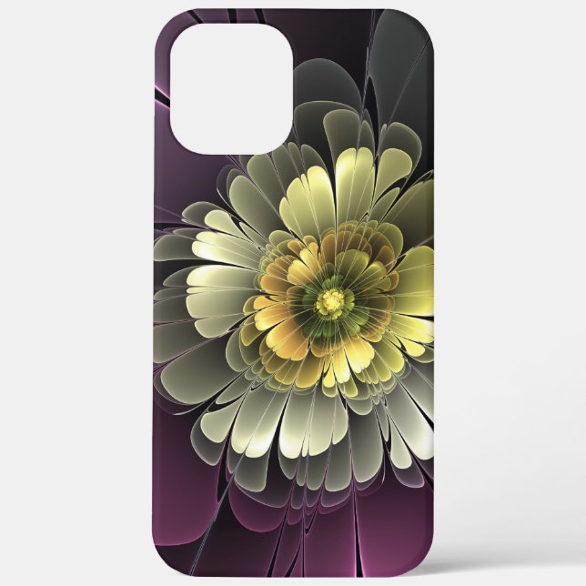Coques Case-Mate iPhone Abstrait Purpur moderne Khaki Gris Fleur fractale  (Verso)