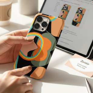 Coque Pour Pour iPhone 14 Pro Max Abstrait rétro coloré des années 70 sur une esthét