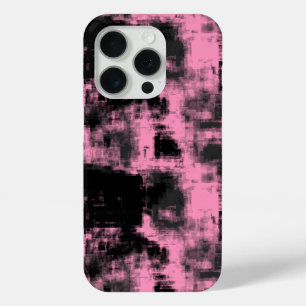 Coque iPhone 15 Pro abstrait rose et noir