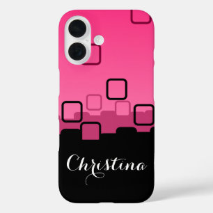 Coque Pour iPhone 16 Abstrait rose et noir