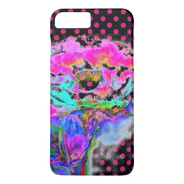 Coques Case-Mate iPhone Abstrait rose turquoise aquarelle pois floraux (Dos)