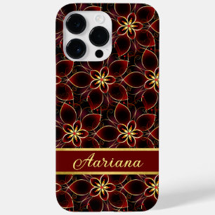 Coque Pour Pour iPhone 14 Pro Max Abstrait Rouge Et Or Sans Fil Motif Floral