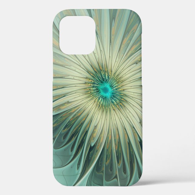 Coques Case-Mate iPhone Abstrait Sage Green Imaginaire Fleur Fractal Art (Verso)