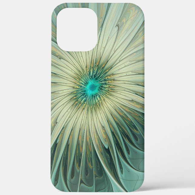 Coques Case-Mate iPhone Abstrait Sage Green Imaginaire Fleur Fractal Art (Verso)