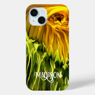 Coque Pour iPhone 15 Abstrait tournesol rétro funky, géométrie effrayée