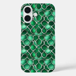 Coque Pour iPhone 16 Abstrait vert argent