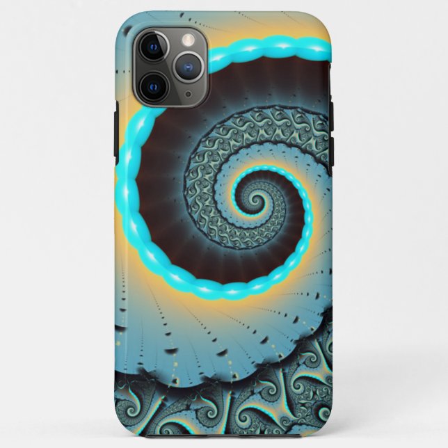 Coques Case-Mate iPhone Abstraite spirale d'art fractal bleu turquoise ora (Dos)
