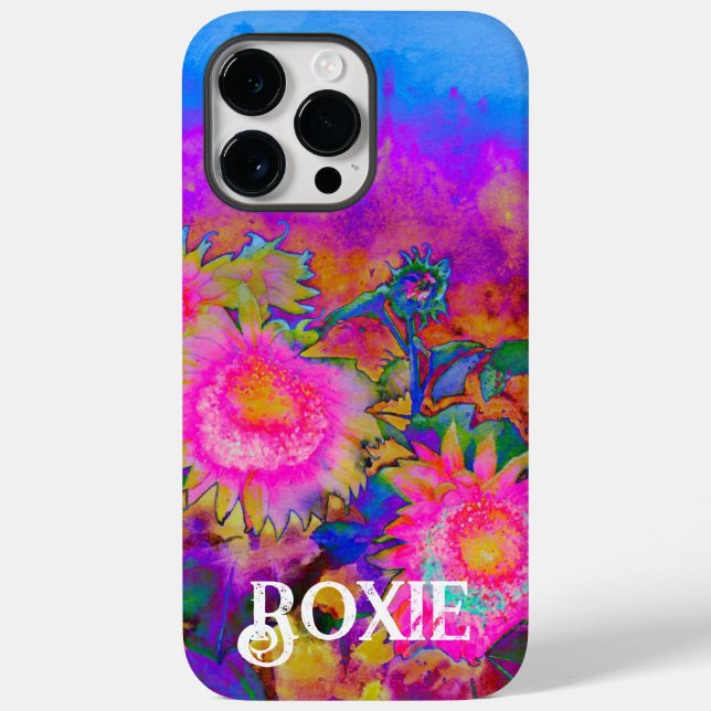 Coques Case-Mate iPhone Abstraits champs de tournesol rose fleuri rose rét (Verso)