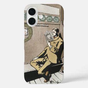 Coque Pour iPhone 16 Academia Sombre Lecture de Noël Vintage Homme Art