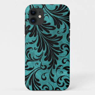 Coque Case-Mate Pour iPhone Acanthus Feuille Aqua Turquoise Noir