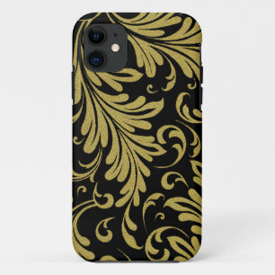 Coques Pour iPhone Acanthus Feuille Gold et Black