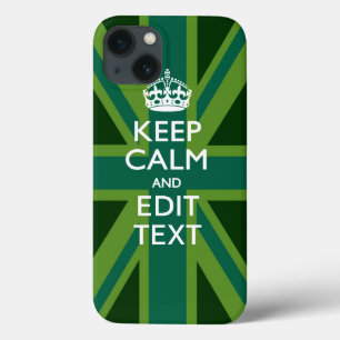 iPhone 13 Case Accent Vert Gardez Le Calme Et Votre Texte Union J
