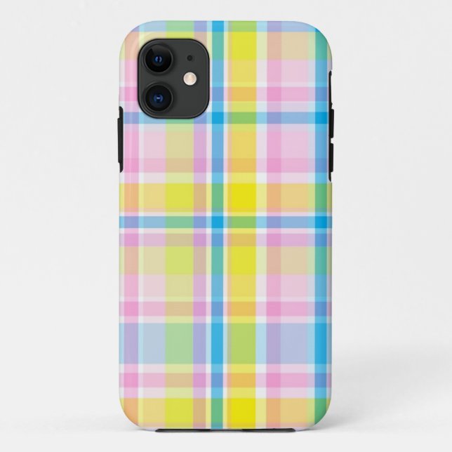 Coques Case-Mate iPhone Accessoires motifs écossais rose jaune (Dos)