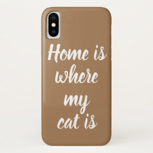 Case-Mate iPhone Case Accueil Où Mon Chat Est Blanc Script Lumière Brown