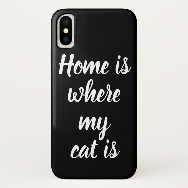 Coques Case-Mate iPhone Accueil Où Mon Chat Est Blanc Script Noir (Dos)