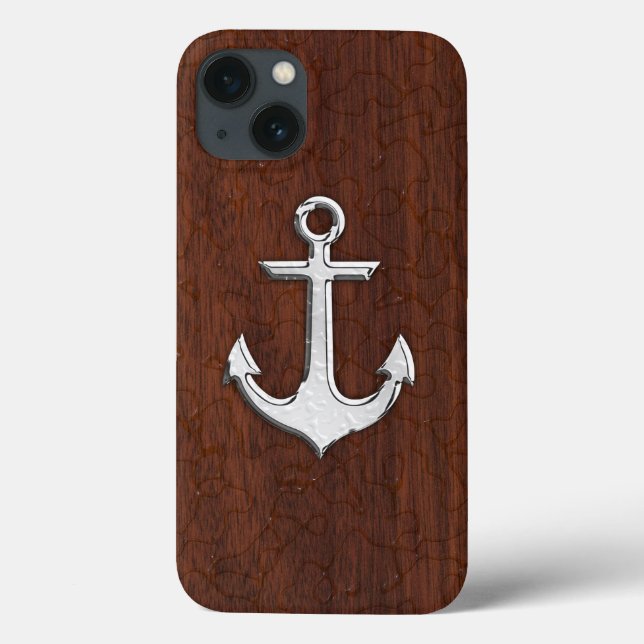 Coques Case-Mate iPhone Acier Ancre en acajou marin humide (Verso)