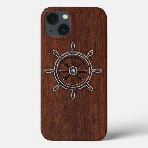 iPhone 13 Case Acier Ancre en acajou marin humide