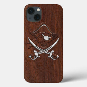 Coques Pour iPhone Acier de crâne de pirate en acajou marin humide