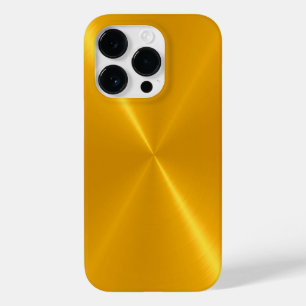 Coque Pour iPhone 14 Pro Acier métallique inoxydable brillant or