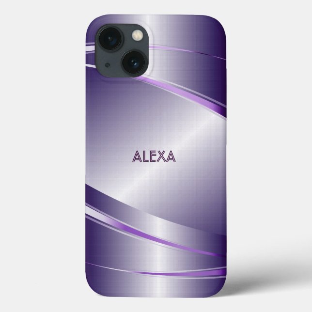 Coques Case-Mate iPhone Acier teint pourpre sans métal Look - Monogramme (Verso)