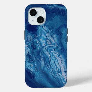 Coque Pour iPhone 15 Acrylique rose Bleu Pourrissant L'Art Liquide Abst
