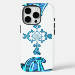 iPhone 16 Pro Case Action Cyan Turquoise Graffiti Abstrait Imprimer