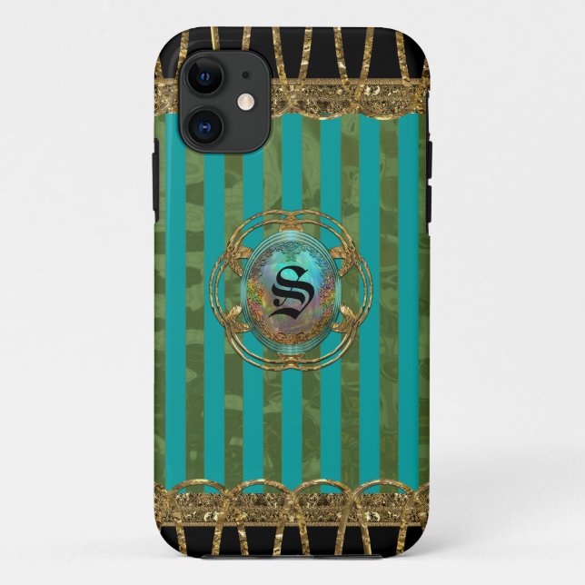 Coques Case-Mate iPhone Adelaide Baroque Girly Stripe eLEGANCE Monogramme (Dos)