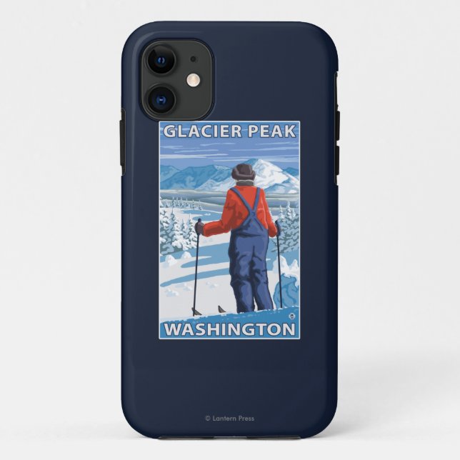 Coques Case-Mate iPhone Admirer de skieur - crête de glacier, Washington (Dos)