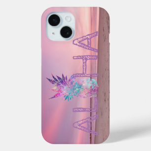 Coque Pour iPhone 15 Adorable Aloha Hawaïen Pinède,Coucher de soleil su