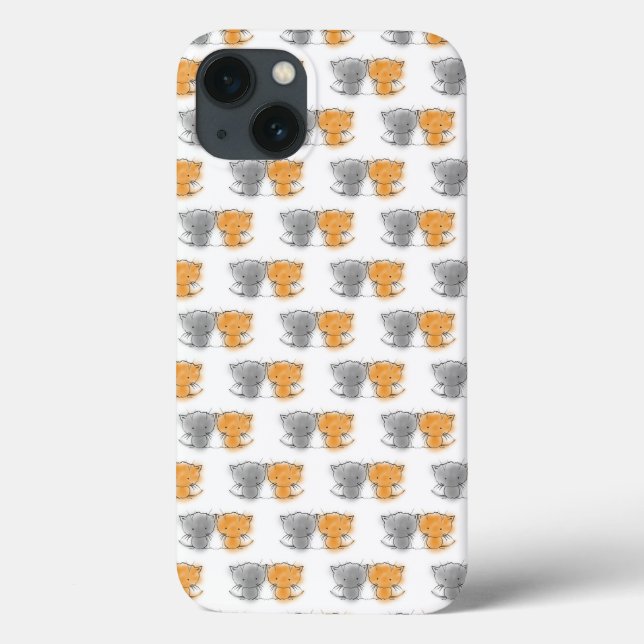 Coques Case-Mate iPhone Adorable chatons blancs orange et gris (Verso)